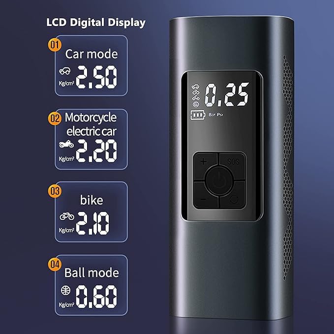 AirX: Portable Tire Inflator, Power Bank, and Flashlight (8000mAh, LED, Digital Gauge)