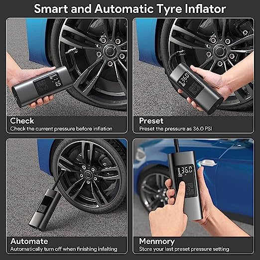 AirX: Portable Tire Inflator, Power Bank, and Flashlight (8000mAh, LED, Digital Gauge)