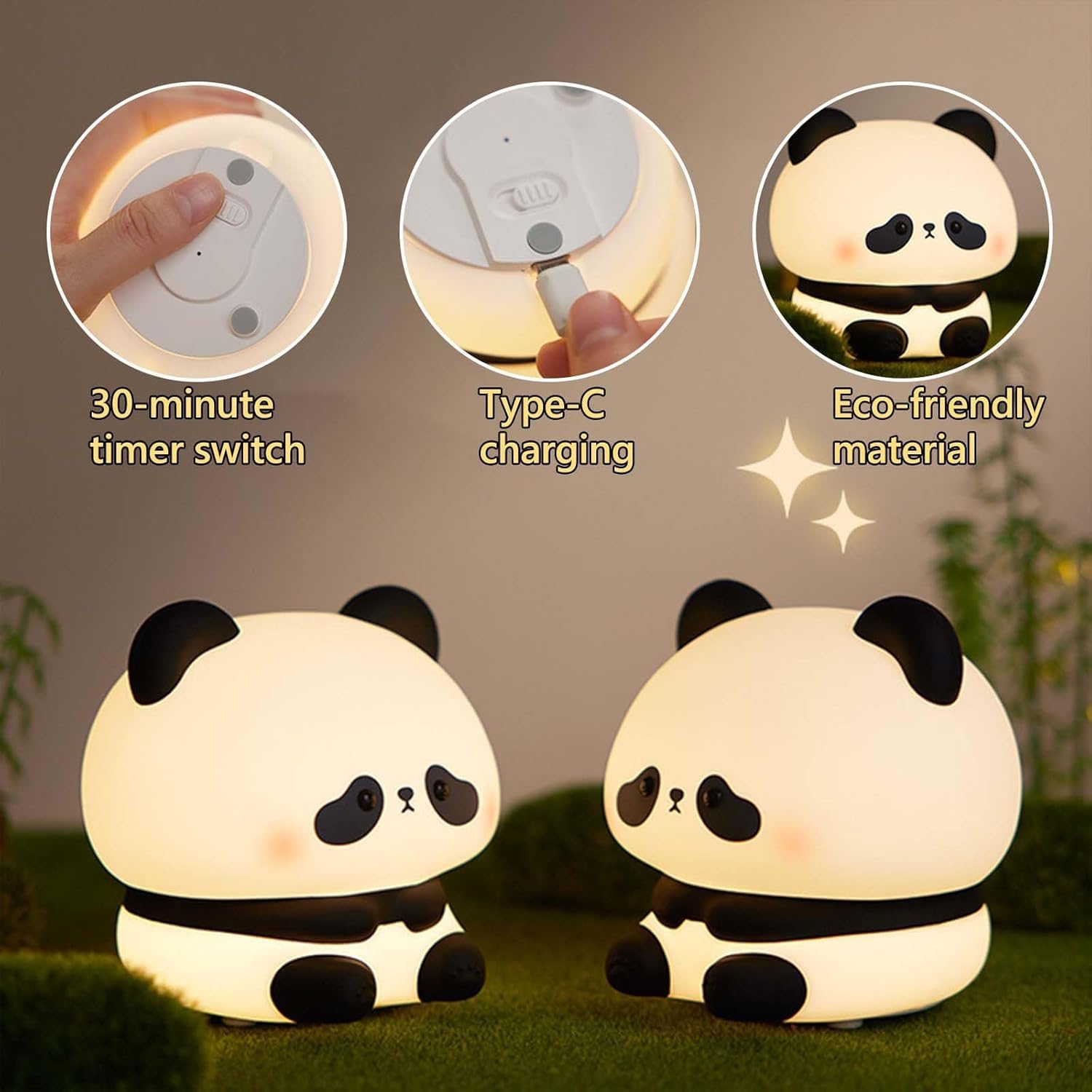 PandaGlow: Adorable Silicone Night Lamp